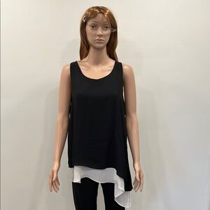 Black and White Asymmetrical Sleeveless Tank Top